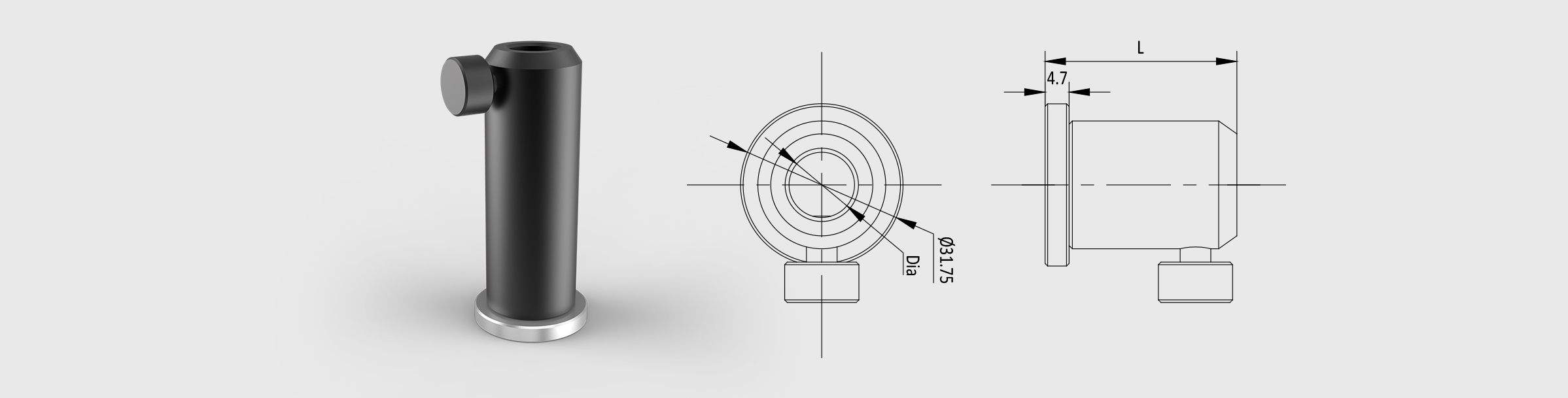 组合底座三孔带磁性棒座 高度=76mm