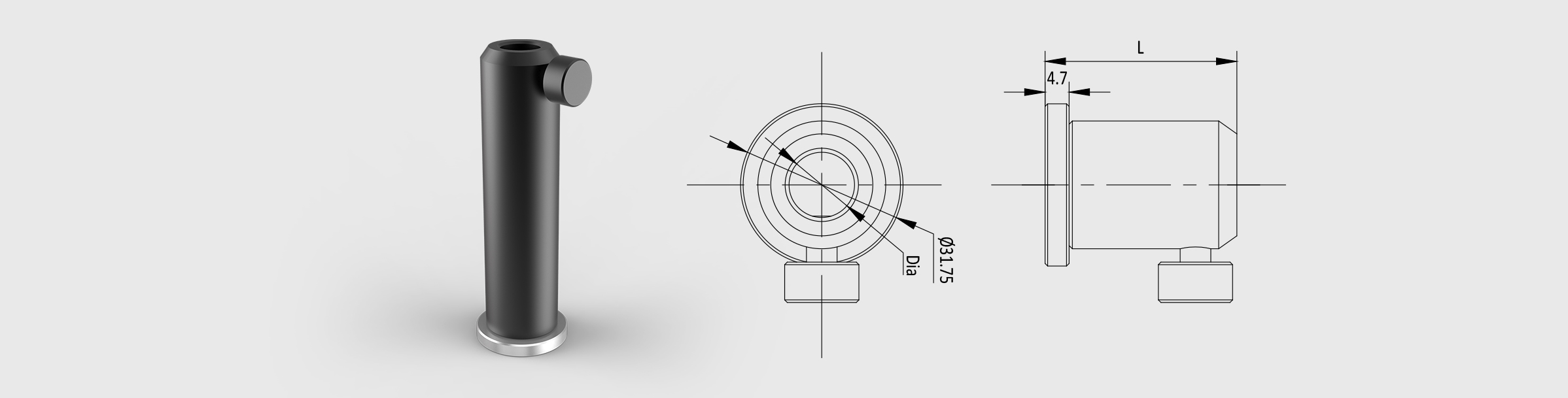 组合底座三孔带磁性棒座 高度=102mm
