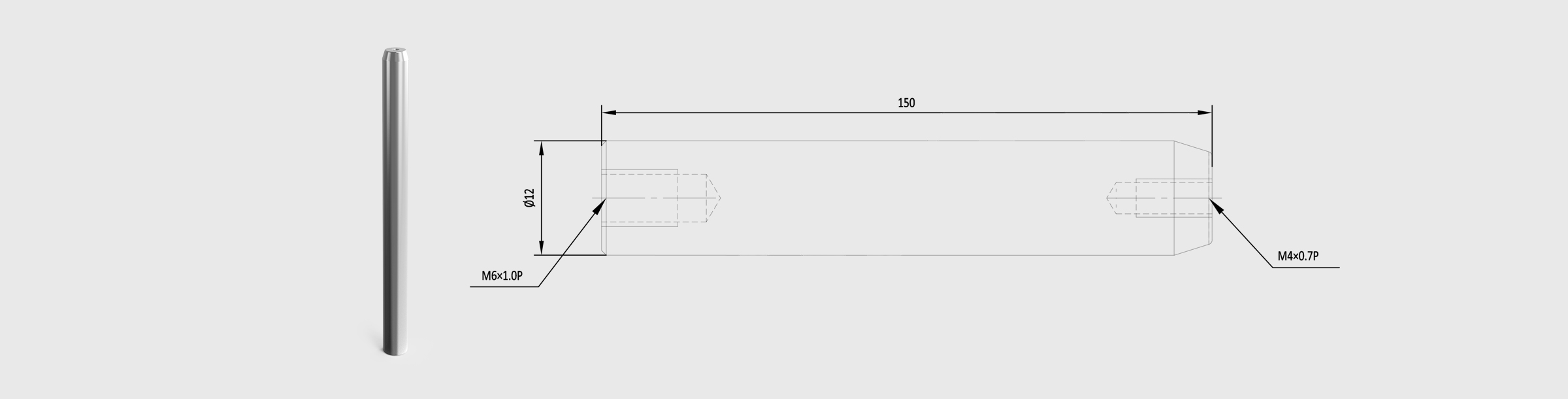 支撑棒 长度=150mm 直径=Φ12mm