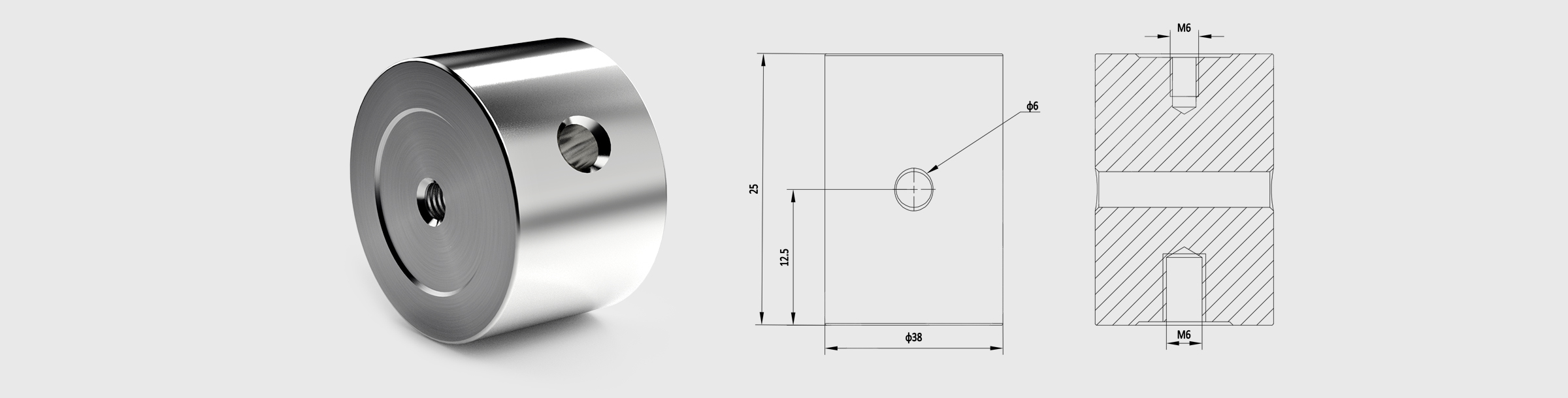 Φ38mm支撑棒 长度=25mm