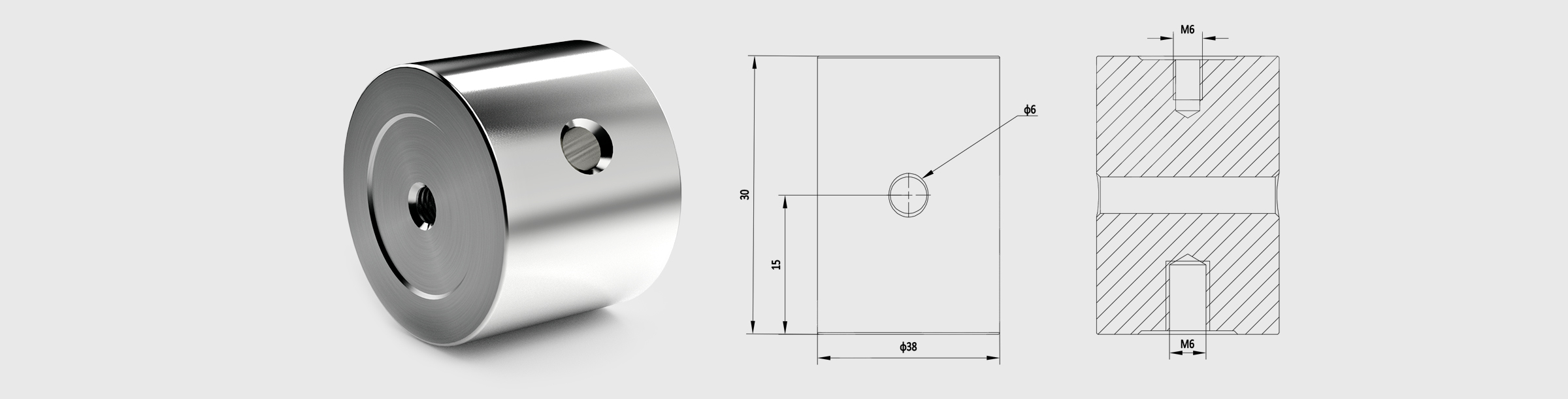 Φ38mm支撑棒 长度=30mm