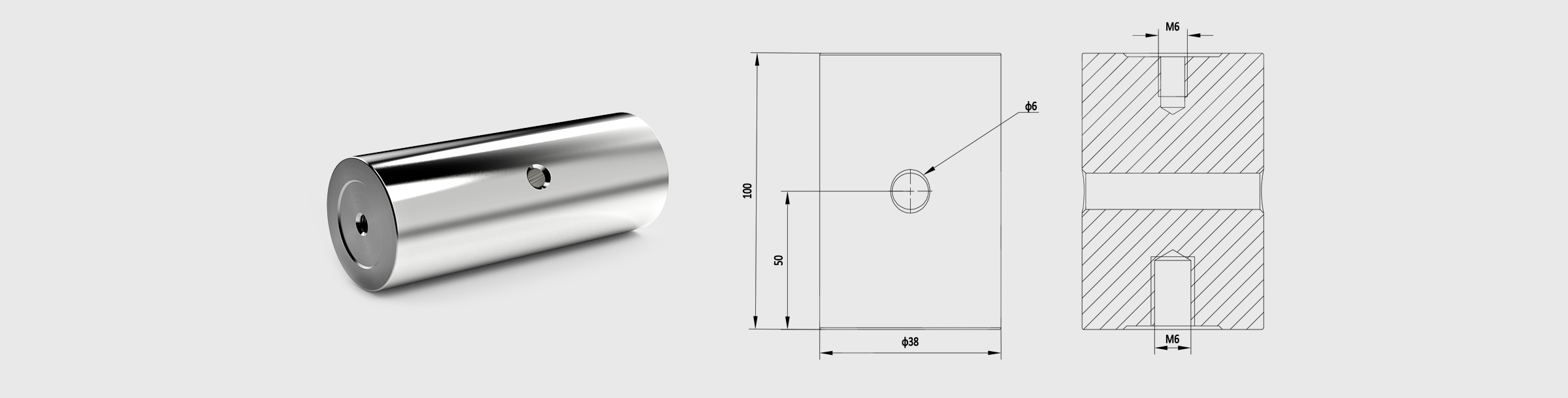 Φ38mm支撑棒 长度=100mm
