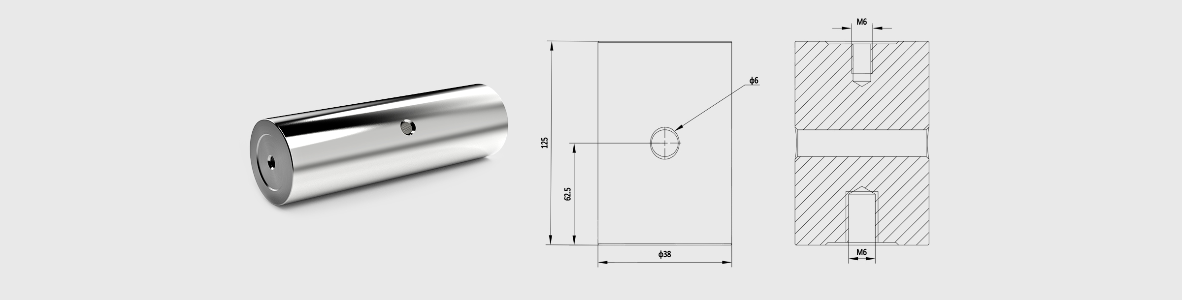 Φ38mm支撑棒 长度=125mm
