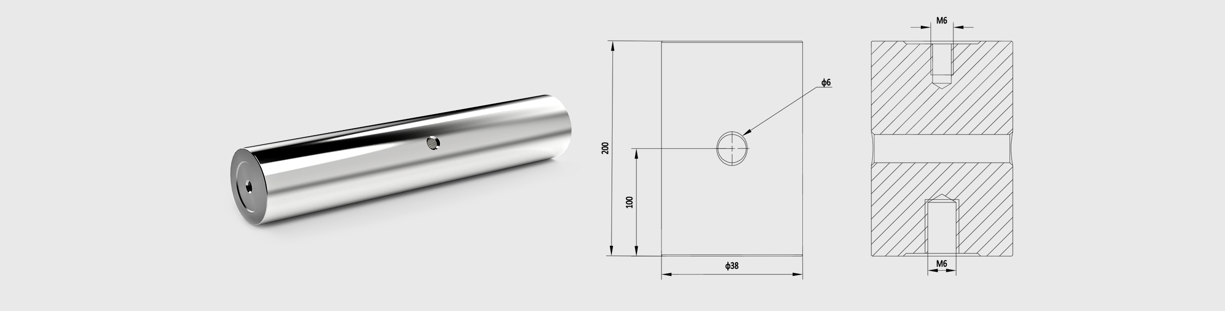 Φ38mm支撑棒 长度=200mm