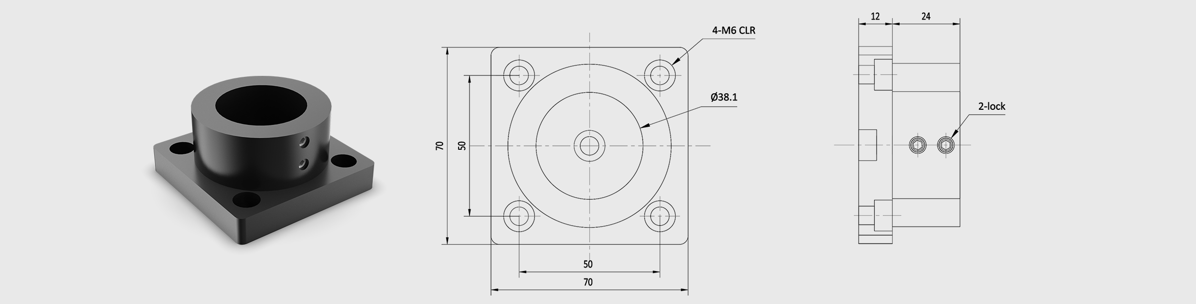 大型支撑棒基座 尺寸70×70×36mm