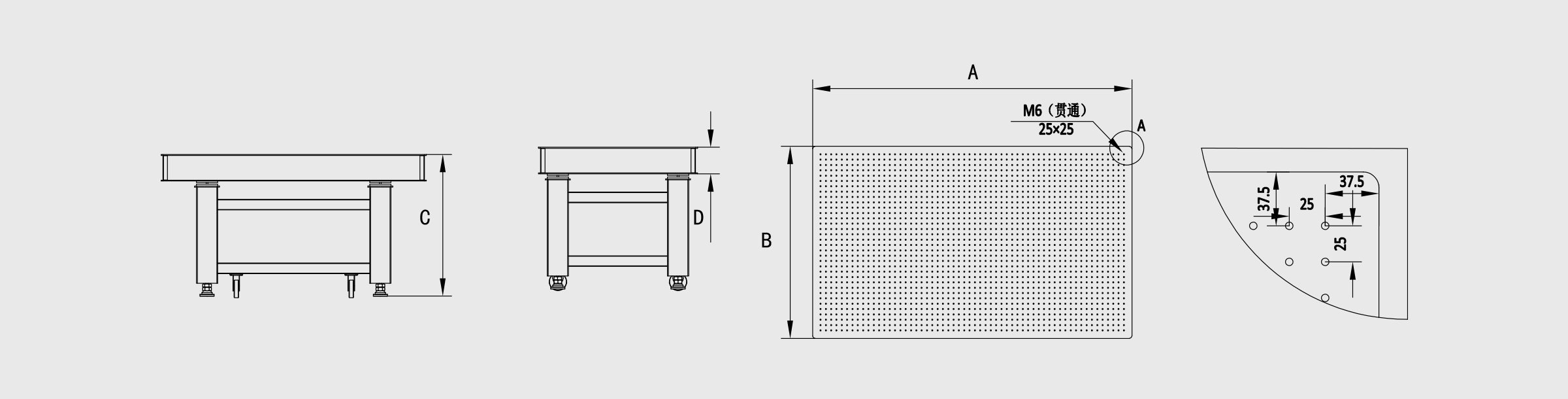 半膜片式气浮光学平台 整体规格=1200×800×800mm 桌面厚度=100mm